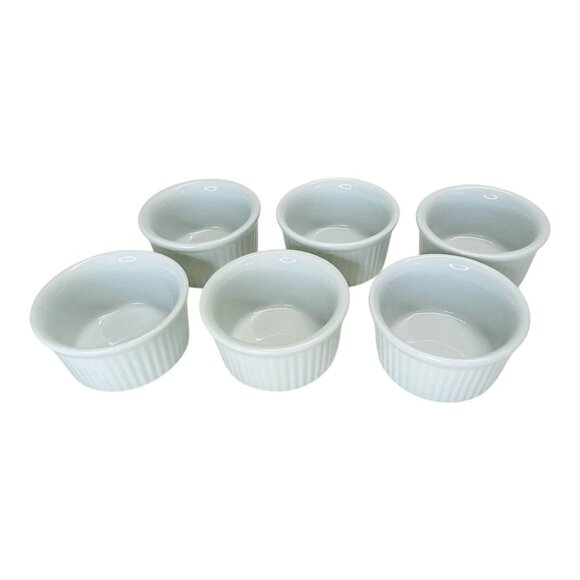 Pier 1 White Porcelain Ramekins Dish 6PC Set Dessert Baking Prep Tasting Party - Picture 1 of 8